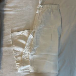 White Linen Blend Pants